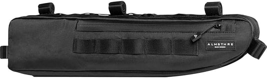 ALMSTHRE Signature Bike Frame Bag - Midnight Black, Small/Medium Sizing | Durable Recycled Ripstop Material, Waterproof Zippers & Customizable Design for Essentials