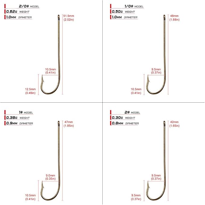 100pcs Long Shank Fishing Hooks High Carbon Steel Fly Tying Jig Hooks Super Sharp Barbed Hook Tips Tan Color 13 Sizes for Choice