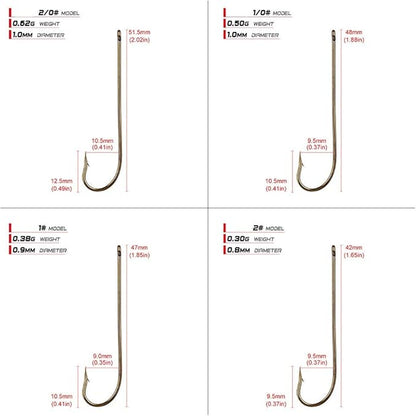 100pcs Long Shank Fishing Hooks High Carbon Steel Fly Tying Jig Hooks Super Sharp Barbed Hook Tips Tan Color 13 Sizes for Choice