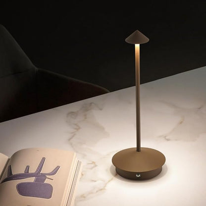 Cordless Table Lamp, 5000mAh Rechargeable Battery Powered LED Desk Lamp, Portable Touch Control Outdoor Table Lamps,3 Color Dimmable Light for Restaurant, Patio, Bedroom, Night Lamp (Brown)