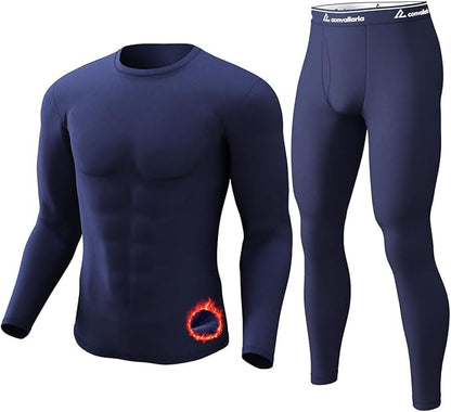 CL convallaria Long Johns Thermal Underwear for Men Soft Fleece Lined Base Layer Cold Weather Top Bottom Gift Set