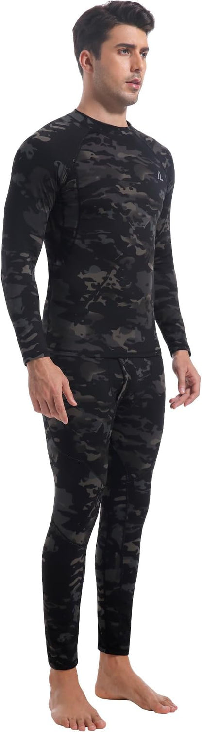 CL convallaria Mens Thermal Underwear Set with Fly Long Johns Base Layer Winter Hunting Gear Sport Top and Bottom