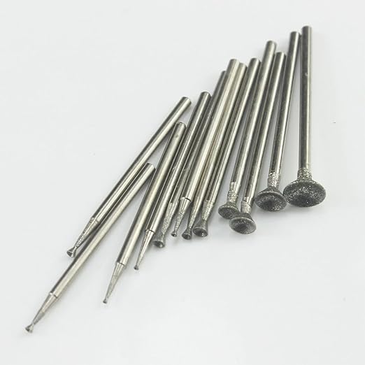 𝐋𝐮𝐨 𝐤𝐞 13 Pcs Bowl Shape Diamond Burr - 3/32'' Shank Diamond Burs Stone Carving Set for Rotary Tools includes Dremel