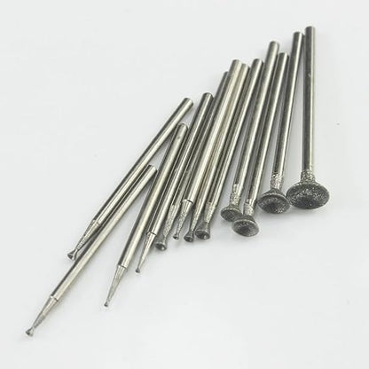 𝐋𝐮𝐨 𝐤𝐞 13 Pcs Bowl Shape Diamond Burr - 3/32'' Shank Diamond Burs Stone Carving Set for Rotary Tools includes Dremel
