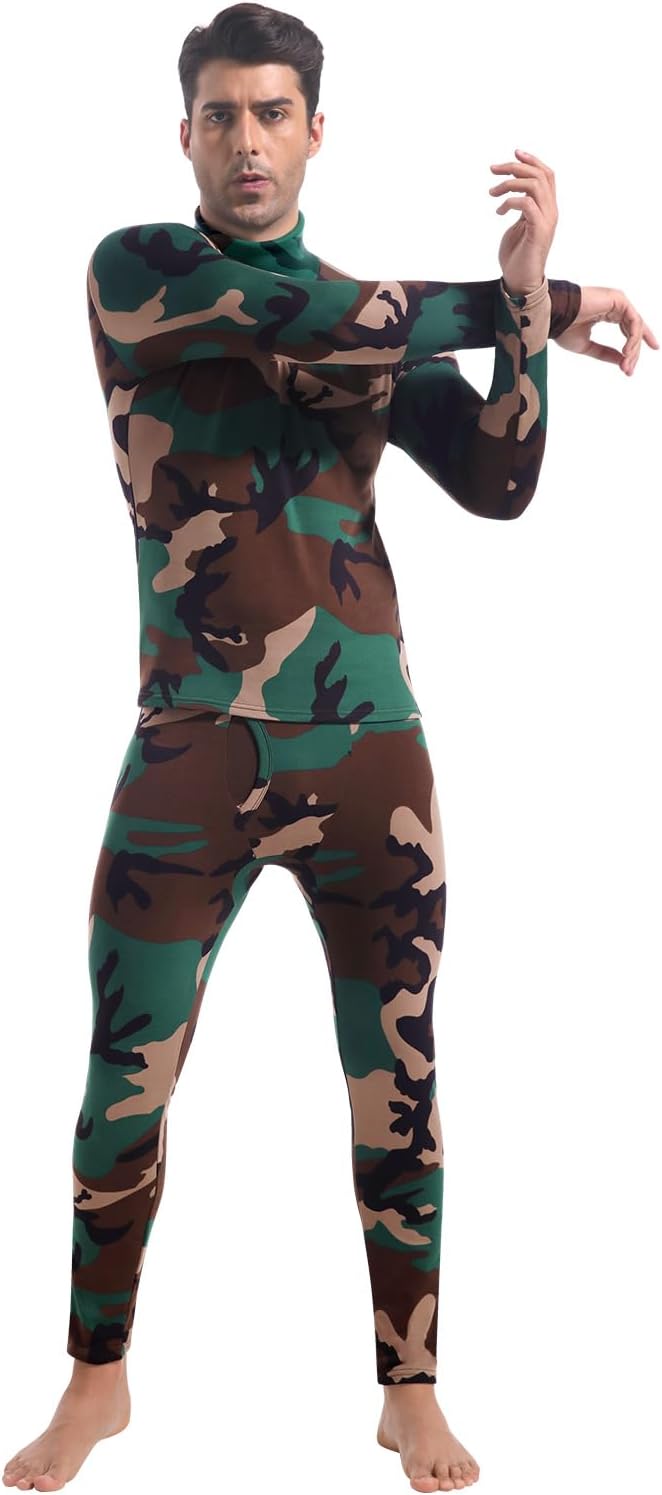 CL convallaria Long Johns Thermal Underwear for Men Soft Fleece Lined Base Layer Cold Weather Top Bottom Gift Set