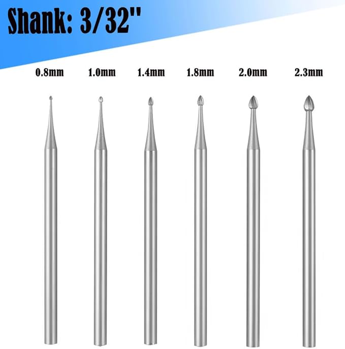 𝐋𝐮𝐨 𝐤𝐞 6 Pcs Jewelry Bud Burr - 3/32'' Shank Lapidary Making Tools Bud Burs Jewelry Engraving Bits for Rotary Tools includes Dremel (008-023)