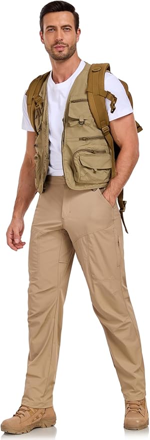 Mens Lightweight Cargo Hiking Patns Outdoor Quick Dry Work Tactical Pants with 6 Pockets Water Resistant Fishing Travel Pants