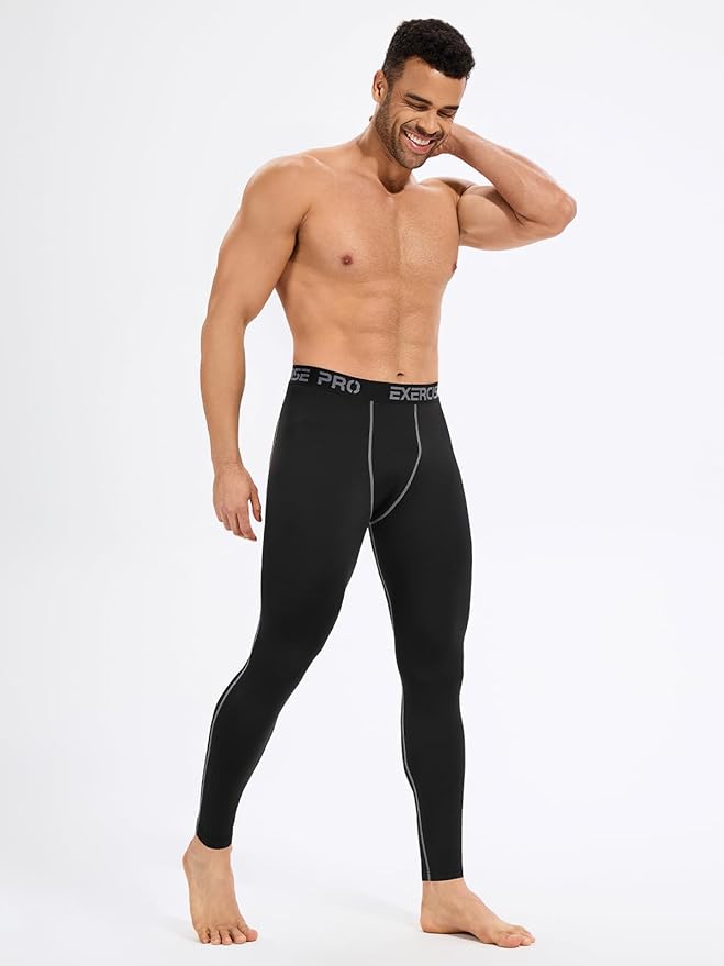 4 Pack Thermal Underwear Long Johns Fleece Base Layer Bottoms Thermal Leggings for Men Compression Pants
