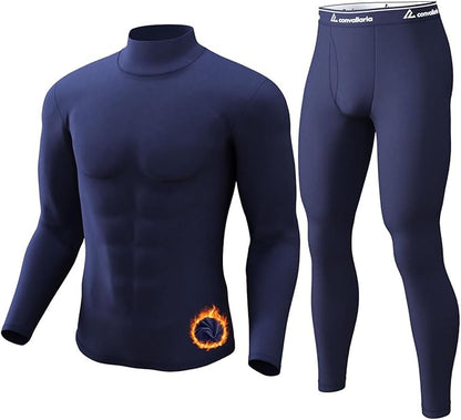 CL convallaria Long Johns Thermal Underwear for Men Soft Fleece Lined Base Layer Cold Weather Top Bottom Gift Set