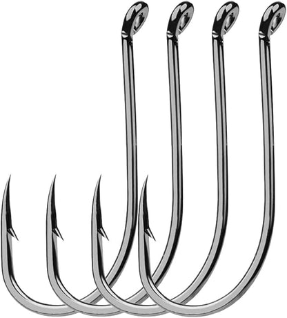 Dyxssm 200pcs/lot Octopus Fishing Hooks Offset Circle Fishing Hook Black High Carbon Steel Strong Barbed Fish Hooks for Freshwater Saltwater