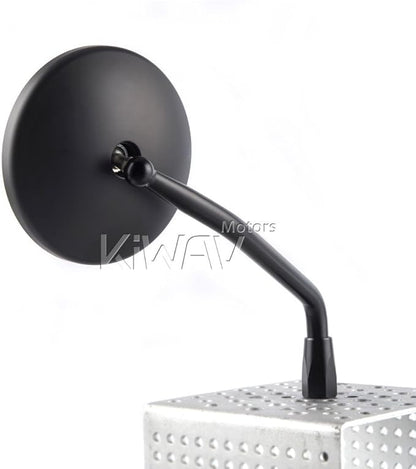 KiWAV Eclipse Mirrors Black Round Rear View Side Mirrors E-mark compatible for Triumph Go-through Mount