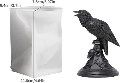 Gothic Candle Holder Silicone Molds, Crow Resin Molds for DIY Tealight Holders for Halloween Decor, Raven Dark Academia Home Accessories, Spooky Wall & Table Decorations