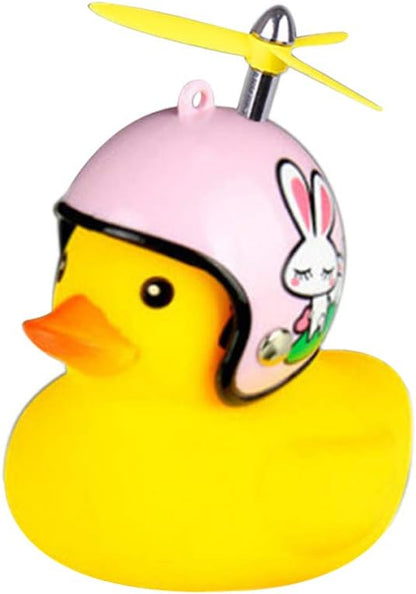 Duck Bike Bell, Rubber Bike Horn, Cute Yellow Duck Bicycle Decorations, Squeeze Duck Bicycle Horns with Propeller Helmet