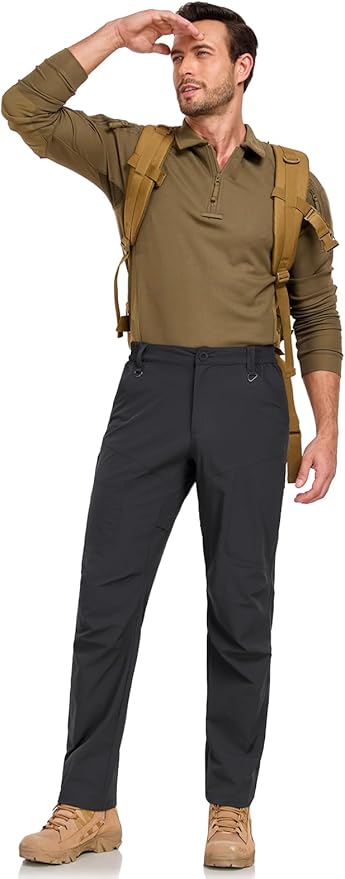 Mens Lightweight Cargo Hiking Patns Outdoor Quick Dry Work Tactical Pants with 6 Pockets Water Resistant Fishing Travel Pants