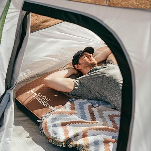 LOSTHORIZON Air & Foam Camping Mattress, Self-Inflating Sleeping Pad, 4.5" Thick, with Pump Sack, Full