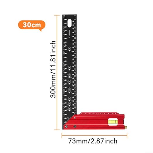 Carpenter Square,90 Degree Aluminum Alloy Framing Square,Carpenters-Square with 300mm and 400mm Scale Handle, Right Angle Ruler,Built-in Level Bubble, Framing Tools, L Shape Ruler(300mm)