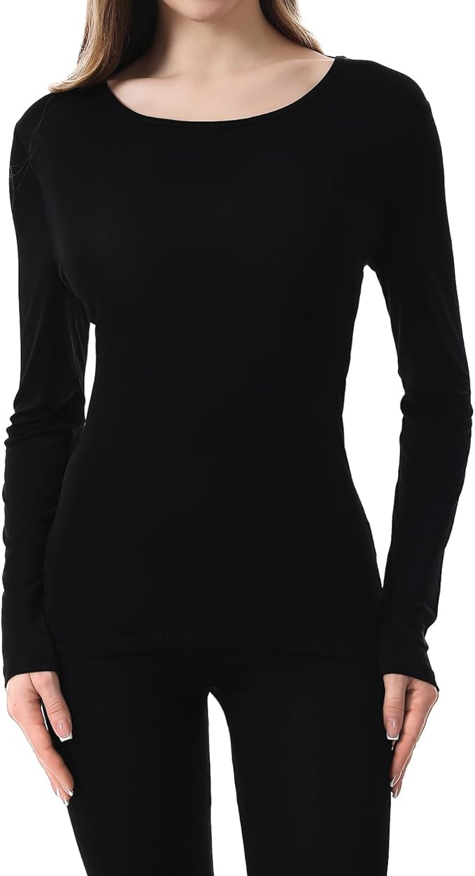 100% Mulberry Silk Long Sleeve Top for Women Thermal Base Layer Shirt Lightweight Breathable Underwear with Gift Box