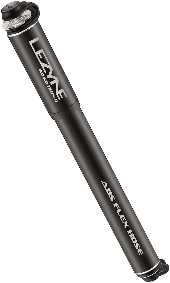 LEZYNE Road Drive Bicycle Tire Hand Pump, High Pressure 160psi, ABS Flex Hose, Presta & Schrader, Compact Bike Pump