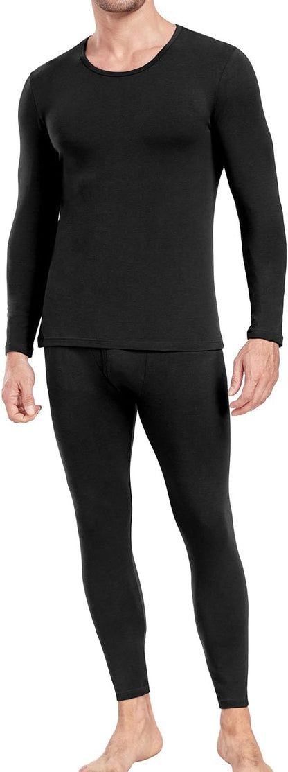 wirarpa Men's Cotton Long Johns Thermal Underwear Set Base Layer Lightweight Long Sleeve Top and Bottom