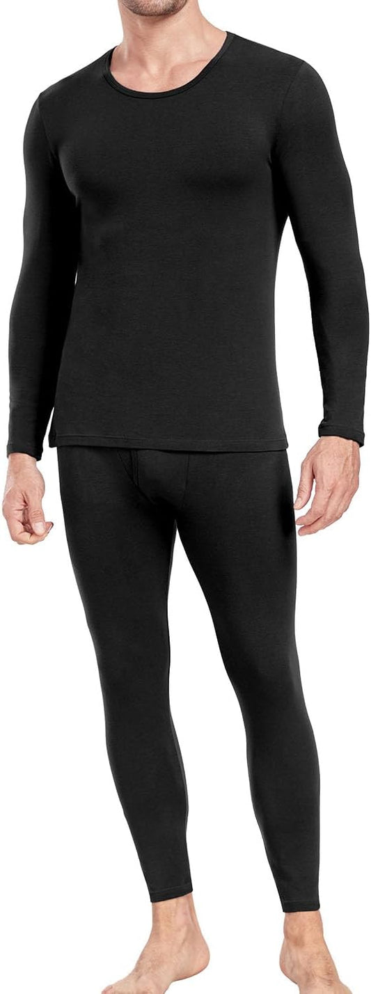 wirarpa Men's Cotton Long Johns Thermal Underwear Set Base Layer Lightweight Long Sleeve Top and Bottom