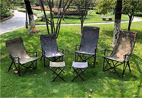 CAMPINGMOON Foldable Cotton Canvas Camping Chair for Campfire High Back Chair Gray F-1001C-H