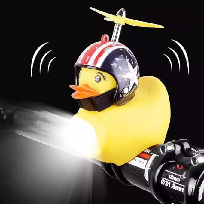 Lovely Yellow Duck Bike Bell, Kids Bike Horn, Rubber Yellow Duck Bicycle Accessories with LED Light - for Kids Toddler Children Adults Sport Outdoor