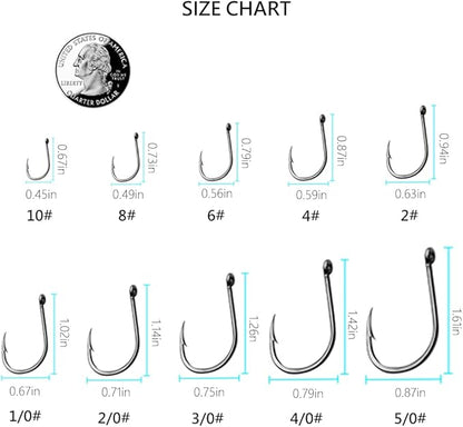 AMHDV 200pcs/pack Circle Fishing Hooks Super Strong Octopus Barb Fishing Hook for Freshwater Saltwater