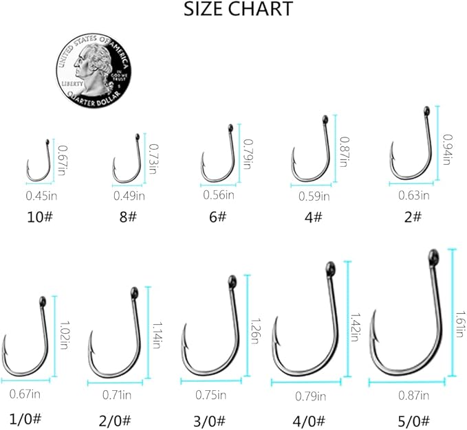 AMHDV 200pcs/pack Circle Fishing Hooks Super Strong Octopus Barb Fishing Hook for Freshwater Saltwater
