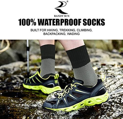 RANDY SUN Waterproof Socks, Unisex Hiking Wading Trail Running Kayaking Crew Socks