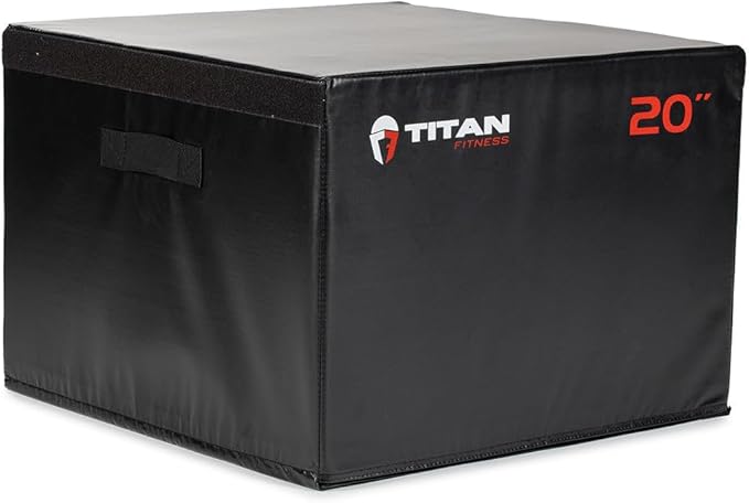 Titan Fitness 20" Stackable Soft Foam Plyometric Box, High Density EPE Foam Core Plyo Box, Step Up Exercise Platform, Box Squat, Step-Up, Box Jumps for Home Garage Gym Training