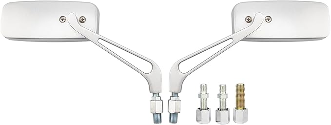 Motorcycle 8mm 10mm Rectangle Rear View Side Mirrors Chrome for Cruiser Chopper Honda Yamaha Suzuki