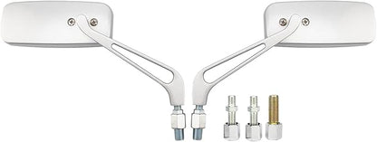 Motorcycle 8mm 10mm Rectangle Rear View Side Mirrors Chrome for Cruiser Chopper Honda Yamaha Suzuki
