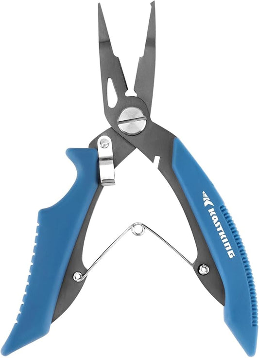 KastKing Intimidator Fishing Pliers, Corrosion Resistant Polymer Coated Fishing Tools, Tungsten Carbide Cutters, Saltwater Resistant Fishing Gear