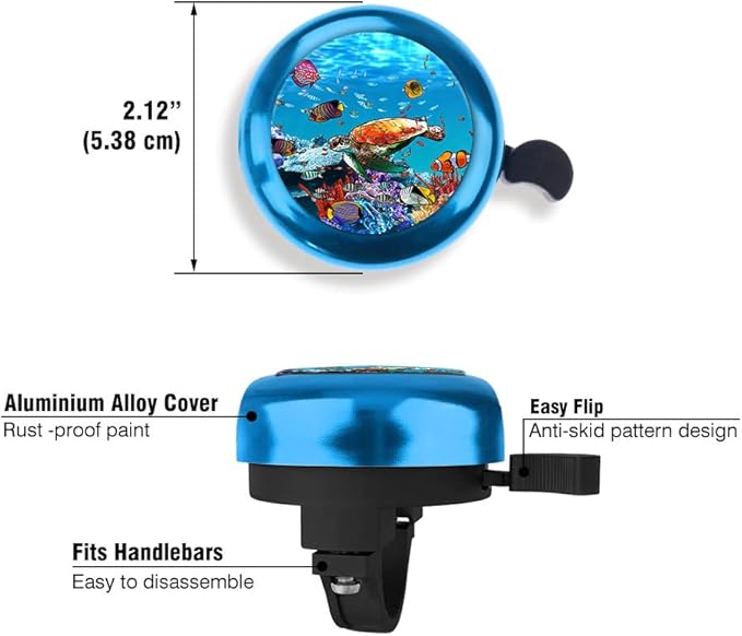 WIRESTER Blue Aluminum Round Bike Bell, Classic Ring Bicycle Bell, Bike Accessories Bell Ring for Adults Kids Girls Boys