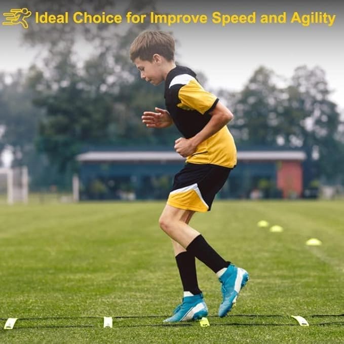 POWER GUIDANCE Agility Ladder (20 Feet) with Cones for Speed Agility Training & Quick Footwork Exercise - Soccer & Football Training Equipment for Adults, Youth & Kids