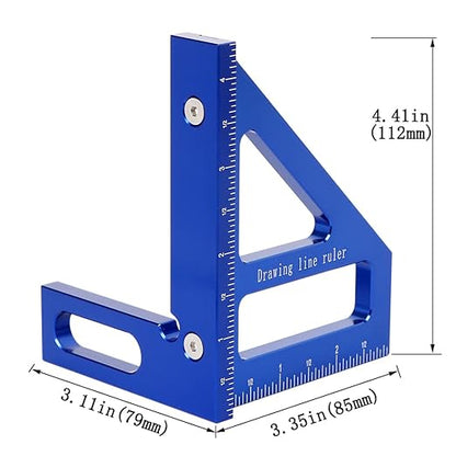 Imperial 3D Multi-Angle Measuring Ruler,45/90 Degree Aluminum Alloy Woodworking Square Protractor, Miter Triangle Ruler High Precision Layout Measuring Tool for Engineer Carpenter,003B