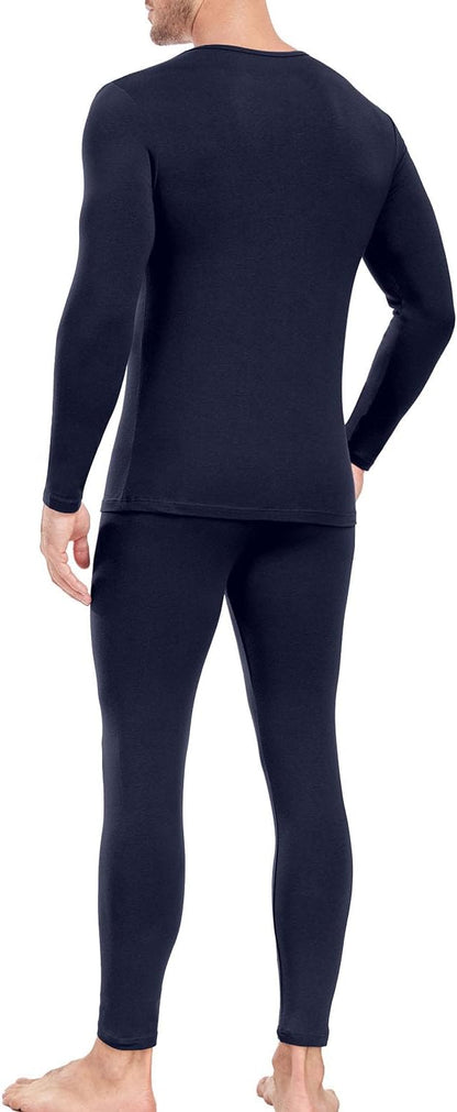 wirarpa Men's Cotton Long Johns Thermal Underwear Set Base Layer Lightweight Long Sleeve Top and Bottom