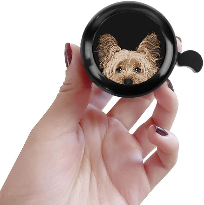 WIRESTER Black Aluminum Round Bike Bell, Classic Ring Bicycle Bell, Bike Accessories Bell Ring for Adults Kids Girls Boys - Dog Cat Animal Cute Records