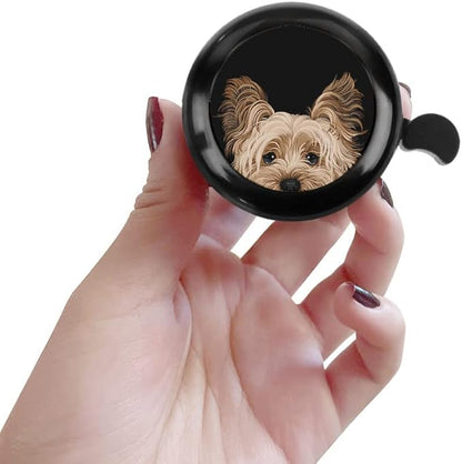 WIRESTER Black Aluminum Round Bike Bell, Classic Ring Bicycle Bell, Bike Accessories Bell Ring for Adults Kids Girls Boys - Dog Cat Animal Cute Records