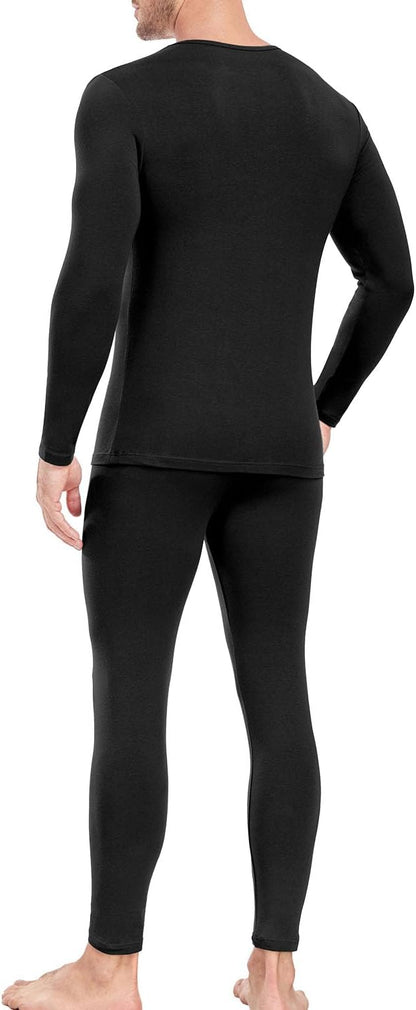 wirarpa Men's Cotton Long Johns Thermal Underwear Set Base Layer Lightweight Long Sleeve Top and Bottom