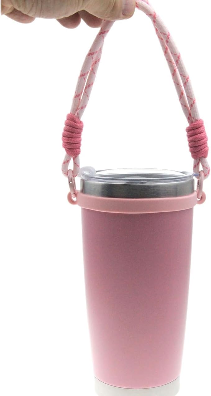 Portable Silicone Cup Sleeve with Adjustable Strap for Coffee Tumblers Water Bottles Beverage Carriers