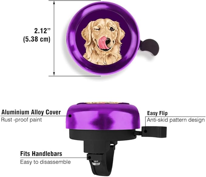 WIRESTER Purple Aluminum Round Bike Bell, Classic Ring Bicycle Bell, Bike Accessories Bell Ring for Adults Kids Girls Boys
