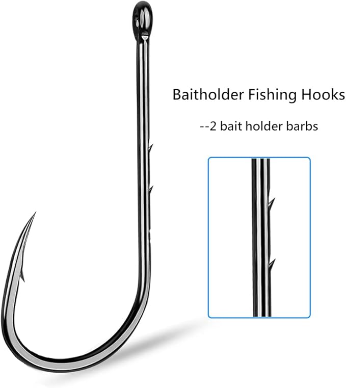 AMHDV 200pcs/pack Baitholder Fishing Hooks Forged Long Shanked Fishing Hook Barbed Shank Beak Bait Holder Hooks