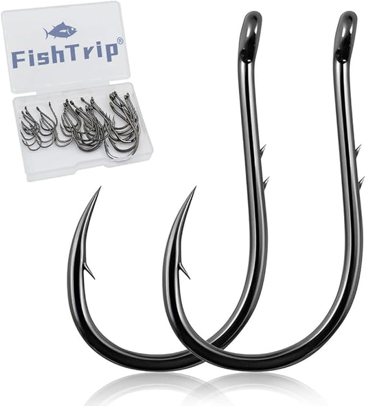 Octopus Baitholder Fishing Hooks, 50/100pcs Sharp Barbed High Carbon Steel Offset Circle Hooks for Freshwater Saltwater