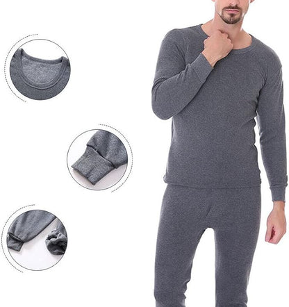 Goyoma Men Winter Fleece Lined 100% Cotton Thermal Long Johns Top Bottom Underwear Set