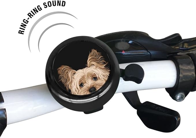 WIRESTER Black Aluminum Round Bike Bell, Classic Ring Bicycle Bell, Bike Accessories Bell Ring for Adults Kids Girls Boys - Dog Cat Animal Cute Records