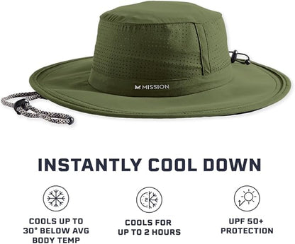 MISSION Cooling UPF Boonie Hat - Unisex Sun Hat for Hiking, Beach & Fishing - Sweat & Water Activated Technology