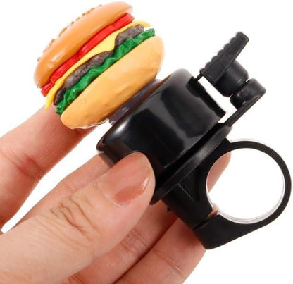 Hamburger Shape Bike Bell, Loud Crisp Clear Sound, Compatible with Balance Bike, Scooter, Bicycle, Plastic Material, Yellow Color