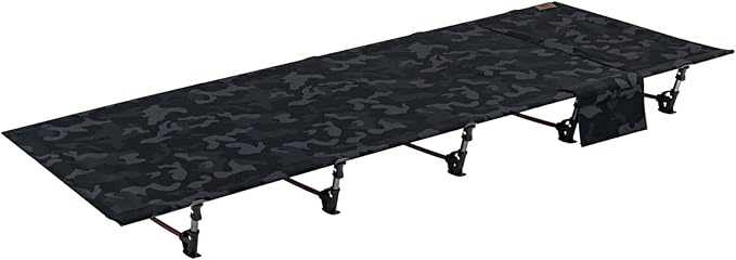 TOMOUNT Camping Cot Ultralight Folding Width 2.3ft Camping Cot for Adults Backpacking Cot for Camping Hiking Camping cots(Black Camouflage)