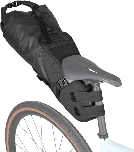 Rhinowalk 14L Waterproof Hardshell Bike Saddle Bag – Two-Piece Rear Seat Bag Tear-Resistant, No-Screw Installation, Fits Most Bikes-Black